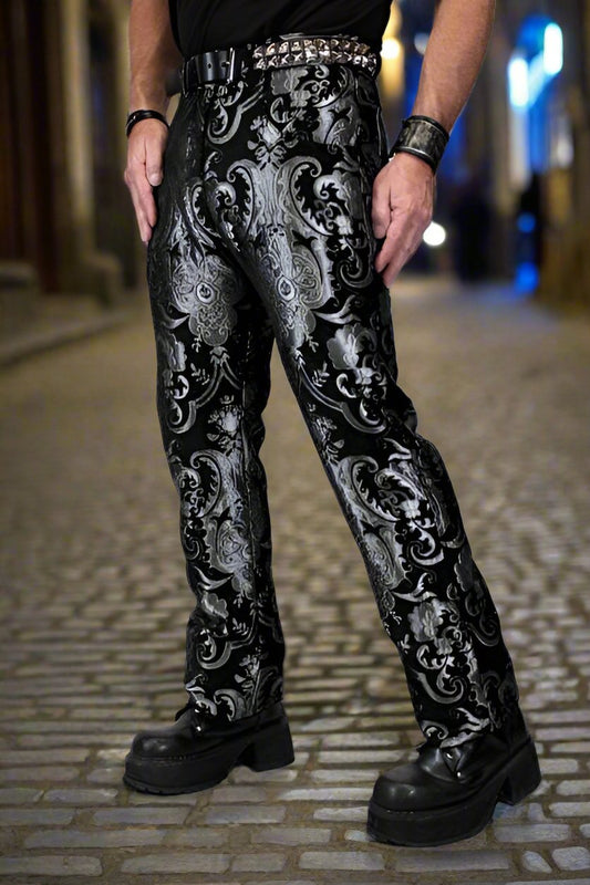 TAPESTRY PANTS - SILVER/BLACK Shrine of Hollywood pants Pants silver