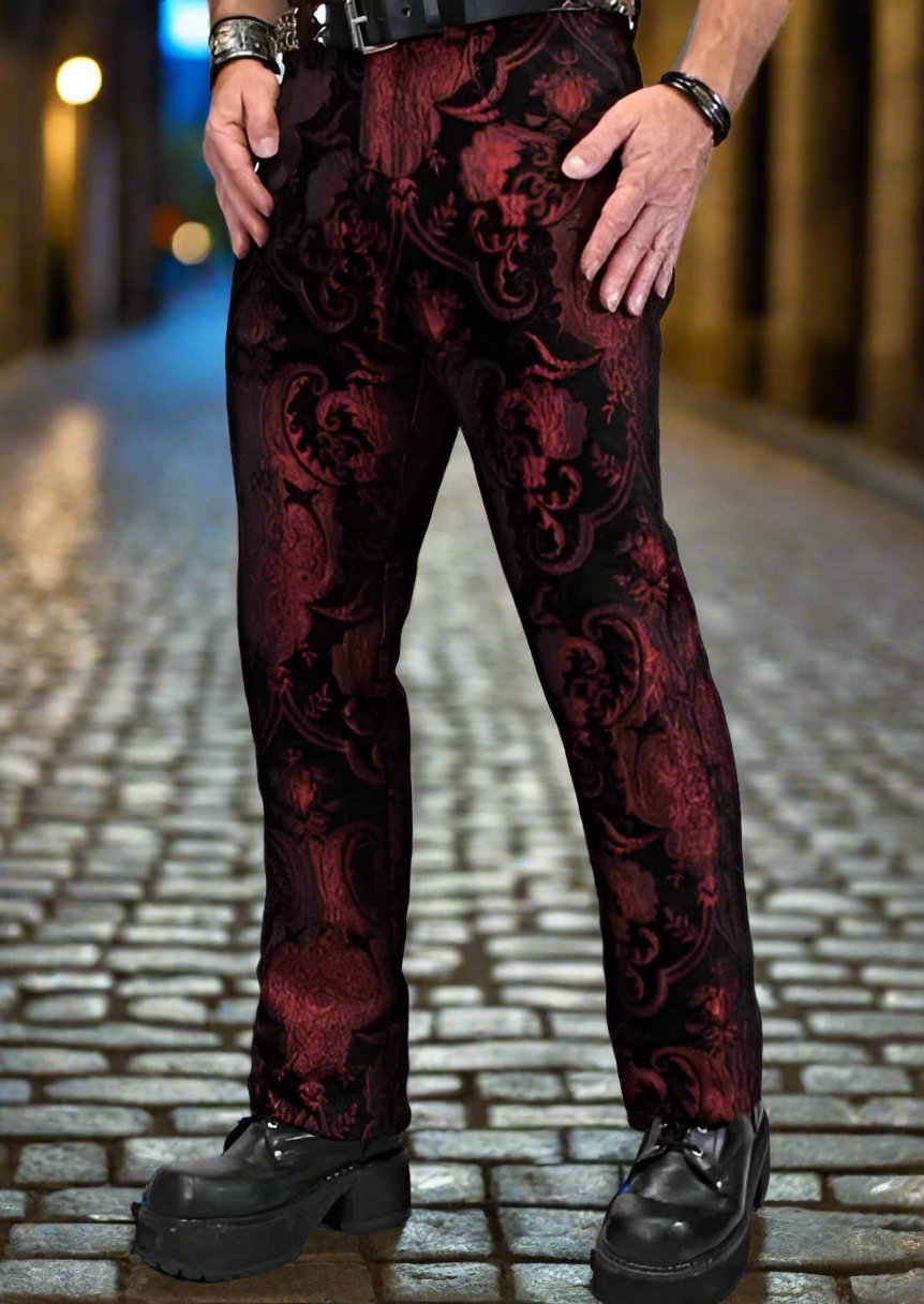 TAPESTRY PANTS - RED/BLACK Shrine of Hollywood pants Pants