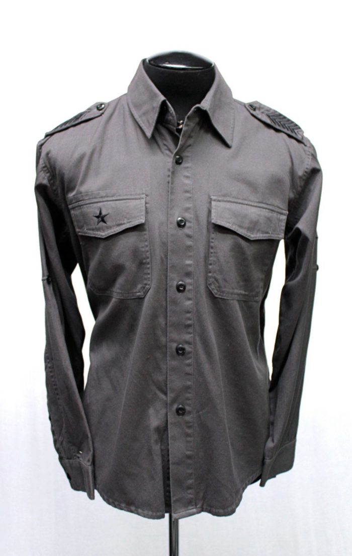 GUERRILLA ARMY SHIRT - GREY W/ BLACK Shrine of Hollywood shirt army button up grey Men's Shirts military work