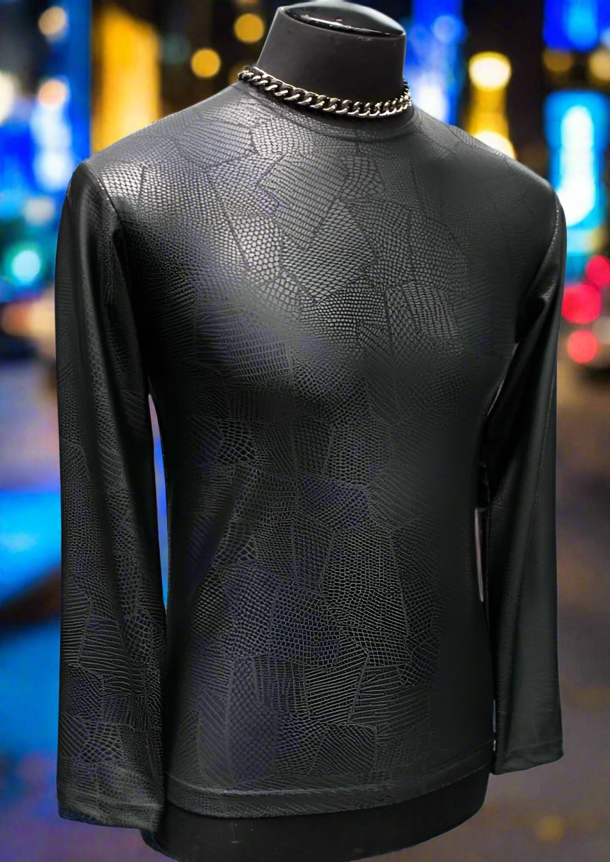 MEN'S LONG SLEEVE TEE - PATCHWORK PRINT VINYL Shrine of Hollywood shirt Men's T-Shirts