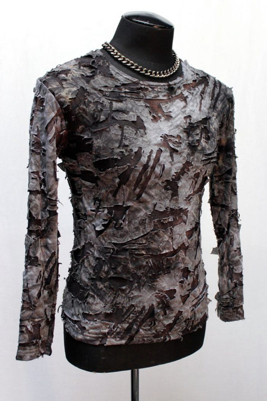 MEN'S LONG SLEEVE TEE - ZOMBIE FABRIC Shrine of Hollywood shirt burning man decayed grey long sleeve madmax Men's T-Shirts neotropolis zombie