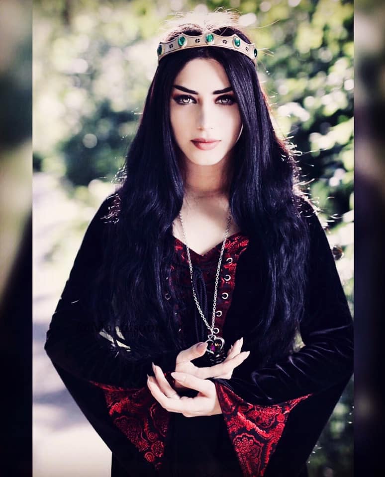 DRAGONLADY DRESS - BLACK w/ RED VELVET Shrine of Hollywood Dresses