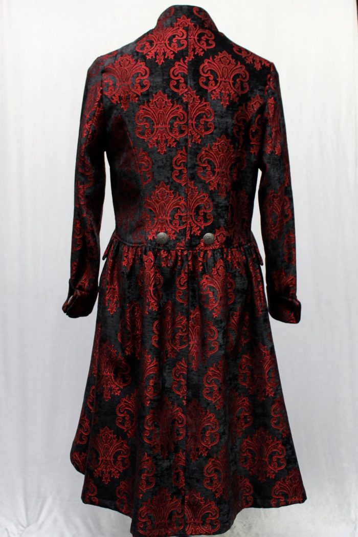 ORDER OF THE DRAGON COAT - BLACK AND RED VELVET BROCADE Shrine of Hollywood coat Men's Coats