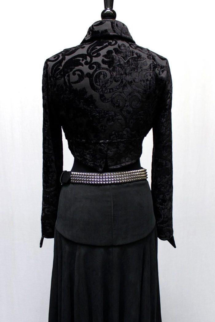 VILLAINESS JACKET - BLACK PRINTED VELVET Shrine of Hollywood Women's Jackets