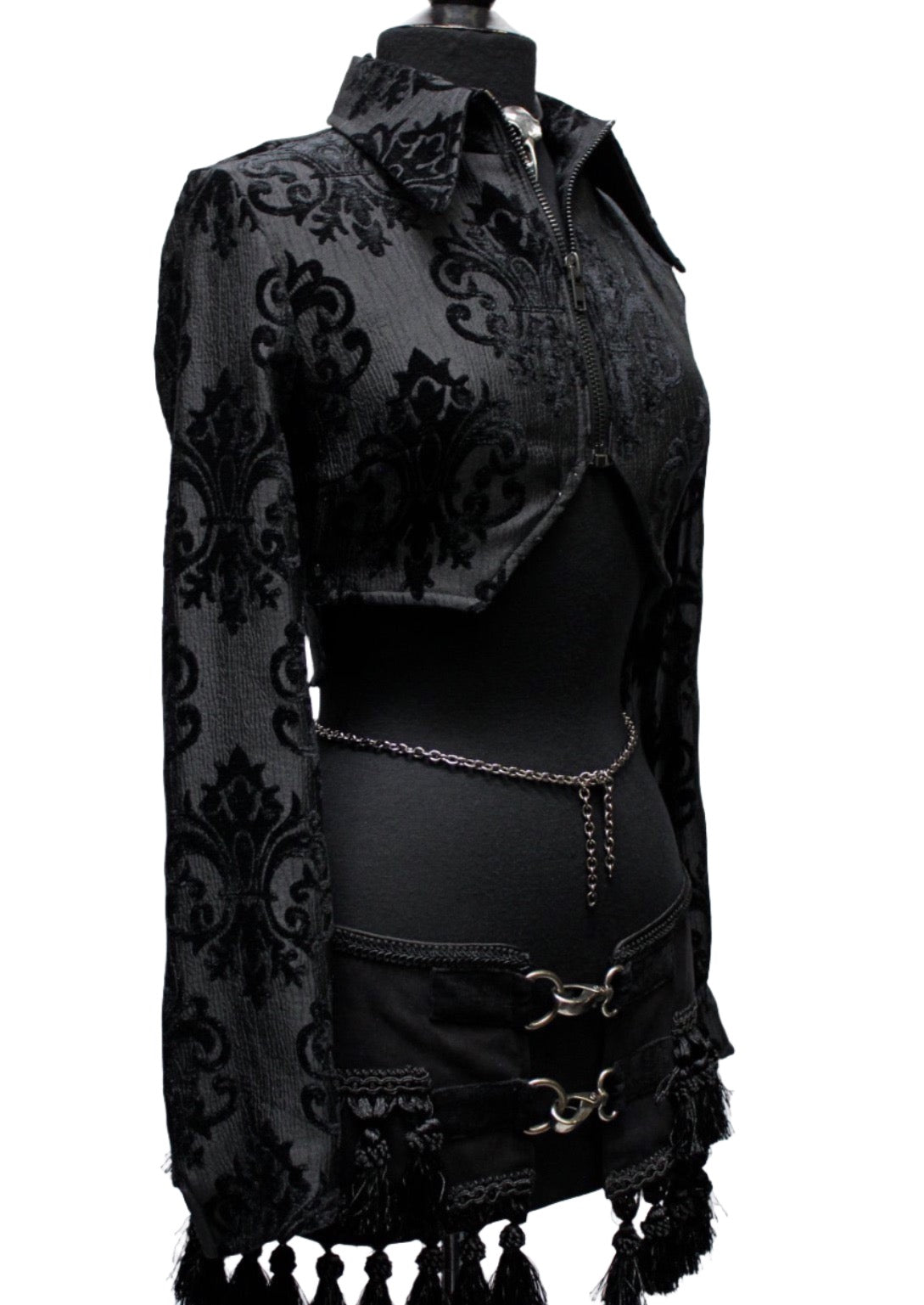 VILLAINESS JACKET - BLACK VELVET BROCADE Shrine of Hollywood Women's Jackets