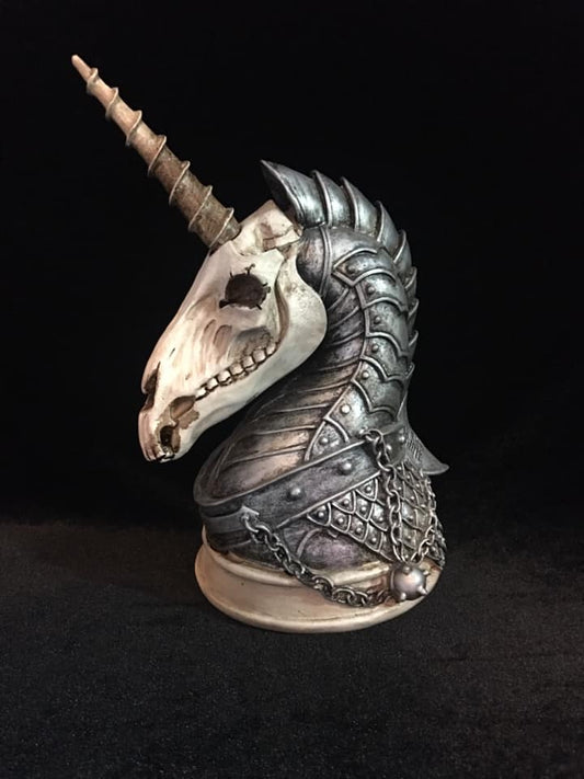 UNICORN WARHORSE SKULL - Desk Ornament Shrine of Hollywood Treasures and Relics