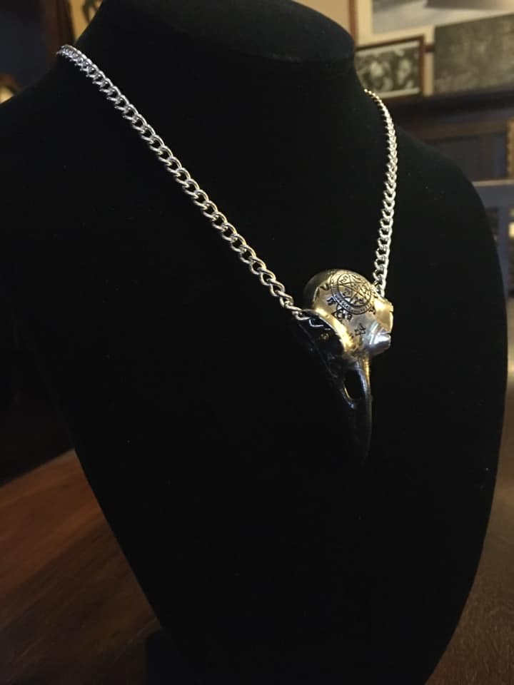 RAVEN SKULL ON CHAIN Shrine of Hollywood Necklace bird skull necklace Gothic Necklace Jewelry - Necklaces and Chokers