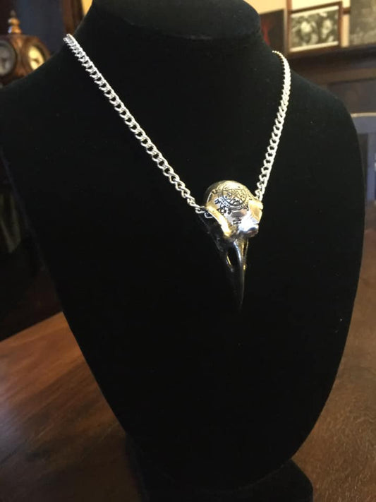 RAVEN SKULL ON CHAIN Shrine of Hollywood Necklace bird skull necklace Gothic Necklace Jewelry - Necklaces and Chokers