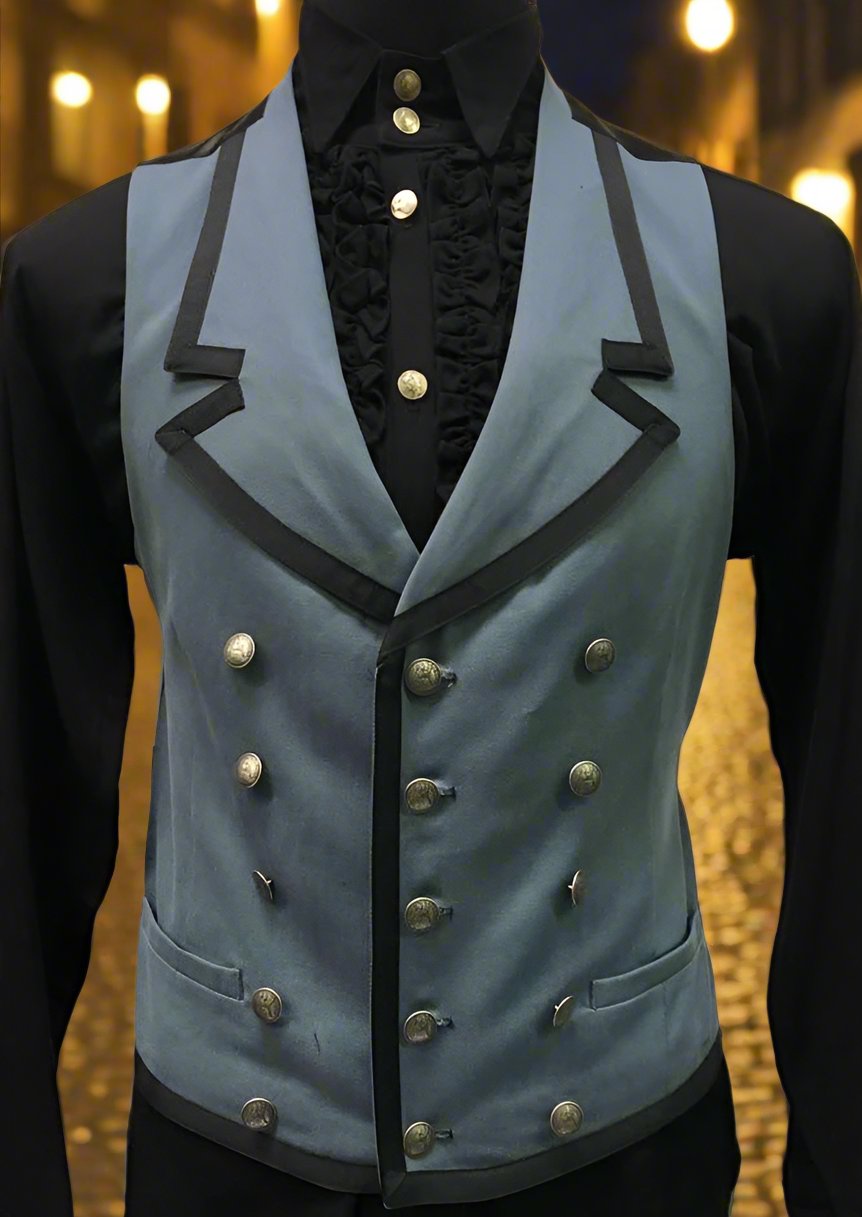 COMMODORE VEST - BLUE DENIM Shrine of Hollywood vest Men's Vests