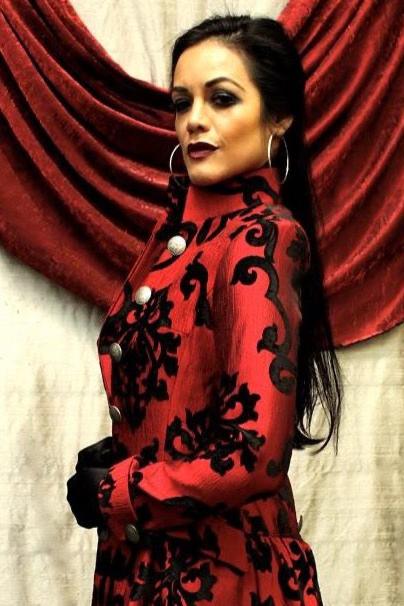 LIONHEART COAT - BLACK ON RED VELVET BROCADE Shrine of Hollywood coat Women's Coats