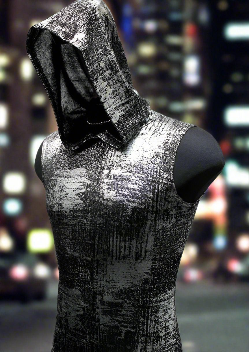 MEN'S HOODIE T - METALLIC SILVER Shrine of Hollywood shirt burning man cyber future hoodie Men's T-Shirts silver sleeveless