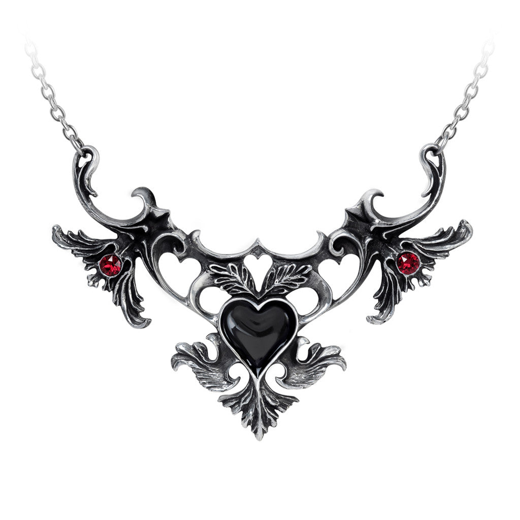 Black Heart Rococo Style Gothic Necklace Shrine of Hollywood Default Title