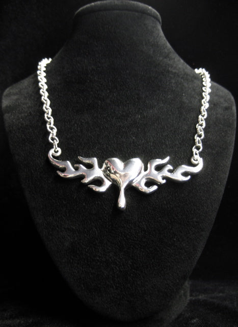 STERLING SILVER - BLEEDING HEART NECKLACE Shrine of Hollywood Jewelry - Necklaces and Chokers