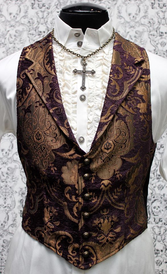Shrine of Hollywood ARISTOCRAT VEST - PURPLE/GOLD TAPESTRY formal gold goth gothic Men's Vests purple steampunk tapestry vampire vest victorian wedding