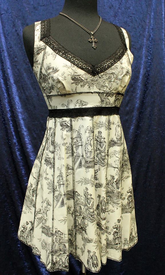VINTAGE STYLE COCKTAIL DRESS - DIA DE LOS MUERTOS PASTORAL PRINT Shrine of Hollywood dress Dresses