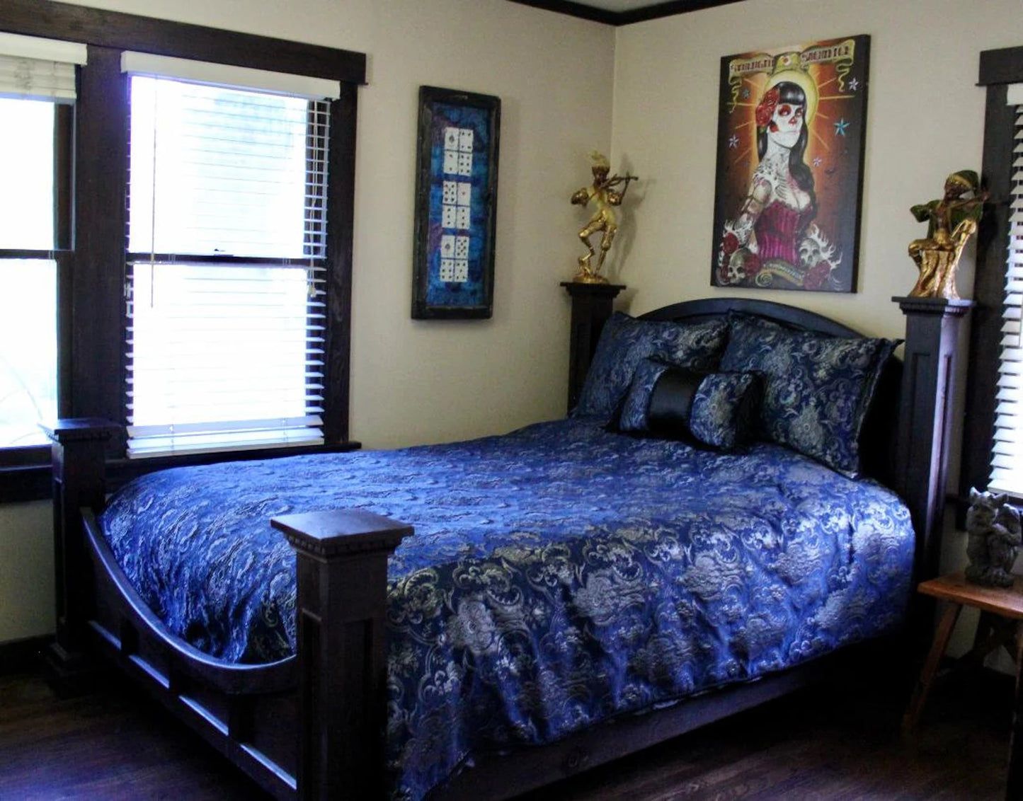 MEDIEVAL TAPESTRY DUVET AND PILLOW SET - SILVER/BLUE TAPESTRY - QUEEN SIZE Shrine of Hollywood bedding bed bedding duvet pillow