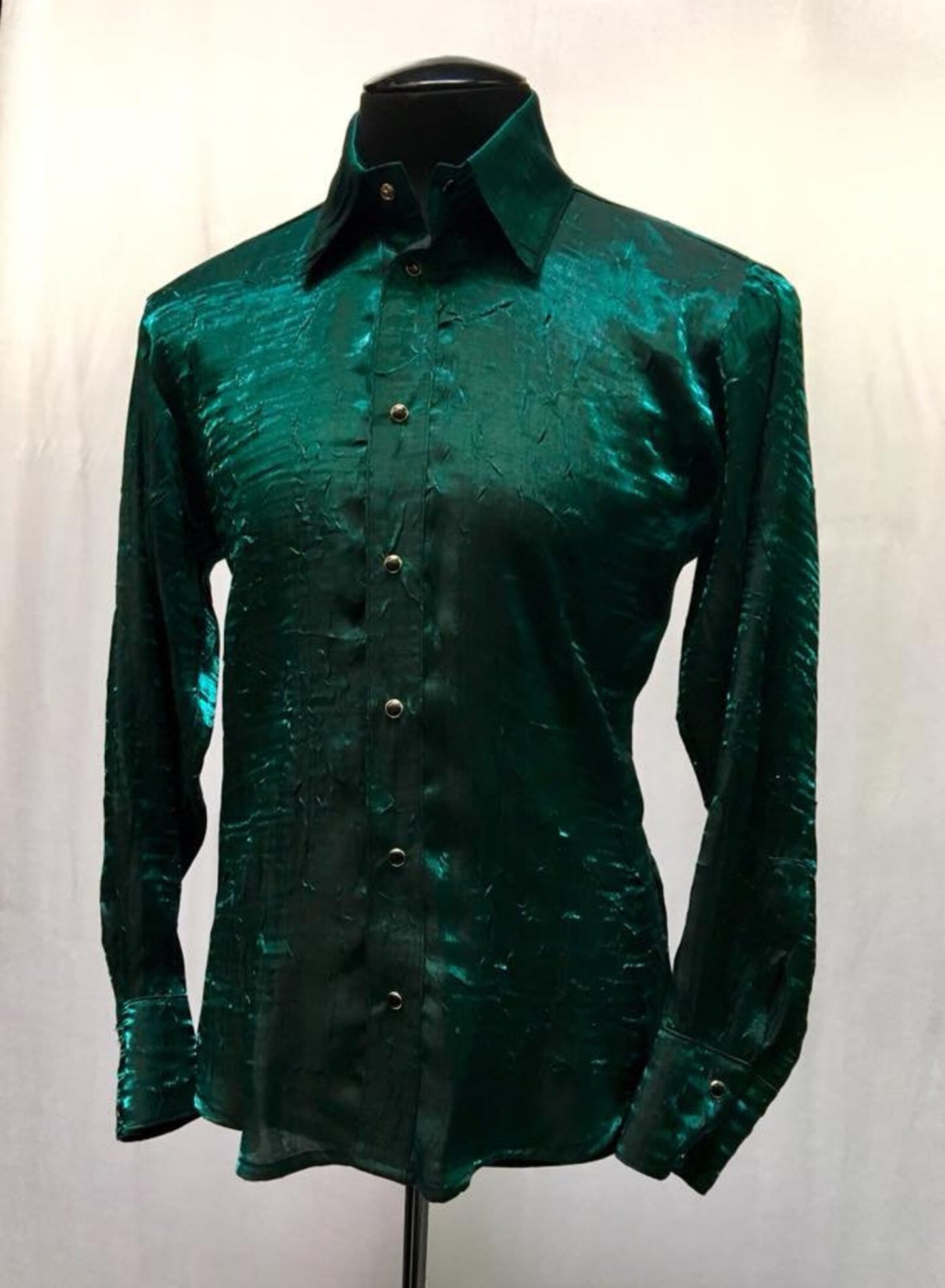 Shrine of Hollywood SHIMMER SHIRT - DARK GREEN button up club dress shirt formal green long sleeve Men's Shirts shimmer wedding