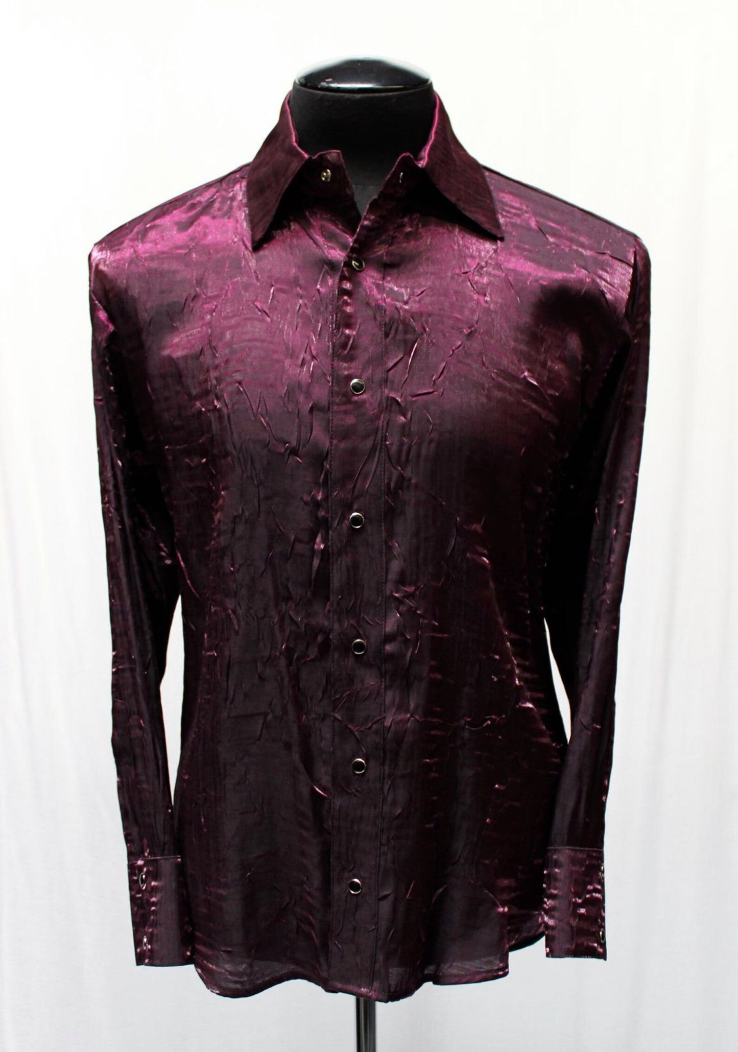 SHIMMER SHIRT - PURPLE Shrine of Hollywood shirt button up club dress shirt formal goth gothic long sleeve Men's Shirts purple red shimmer shirt vampire villain
