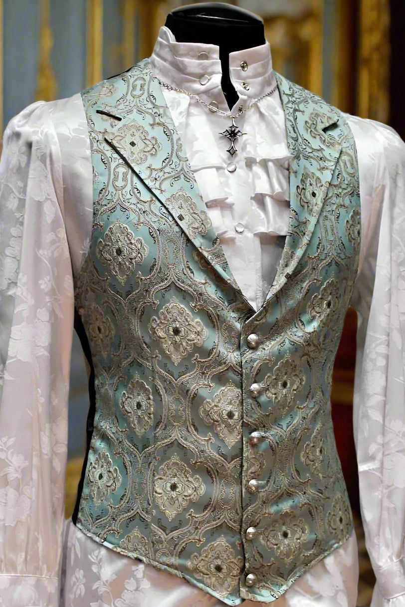 ARISTOCRAT VEST EDWARDIAN BROCADE GREEN