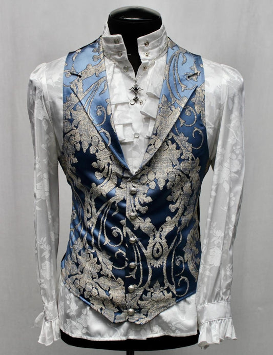 ARISTOCRAT VEST - ICE BLUE BROCADE Shrine of Hollywood vest blue brocade formal ice blue Men's Vests steampunk summer victorian wedding