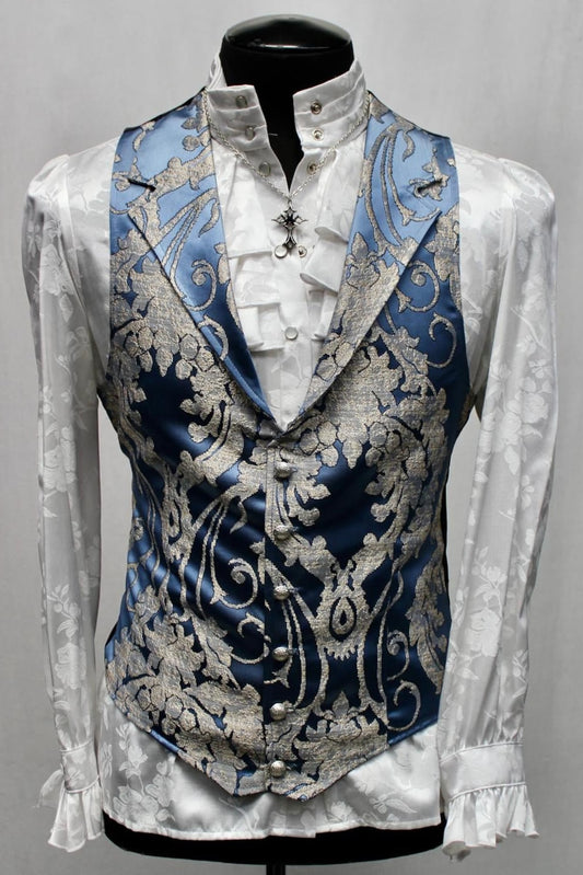ARISTOCRAT VEST - ICE BLUE BROCADE Shrine of Hollywood vest blue brocade formal ice blue Men's Vests steampunk summer victorian wedding