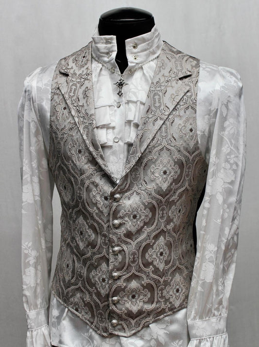 ARISTOCRAT VEST - EDWARDIAN BROCADE - Silver Shrine of Hollywood vest brocade edwardian goth gothic Men's Vests silver steampunk vampire vest victorian wedding