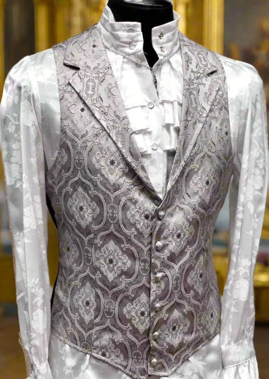 ARISTOCRAT VEST - EDWARDIAN BROCADE - Silver Shrine of Hollywood vest brocade edwardian goth gothic Men's Vests silver steampunk vampire vest victorian wedding