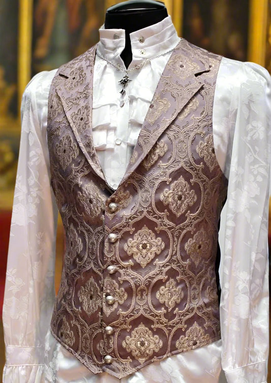 ARISTOCRAT VEST - EDWARDIAN BROCADE - Lavender Shrine of Hollywood vest brocade edwardian goth gothic lavender Men's Vests steampunk vampire vest victorian wedding