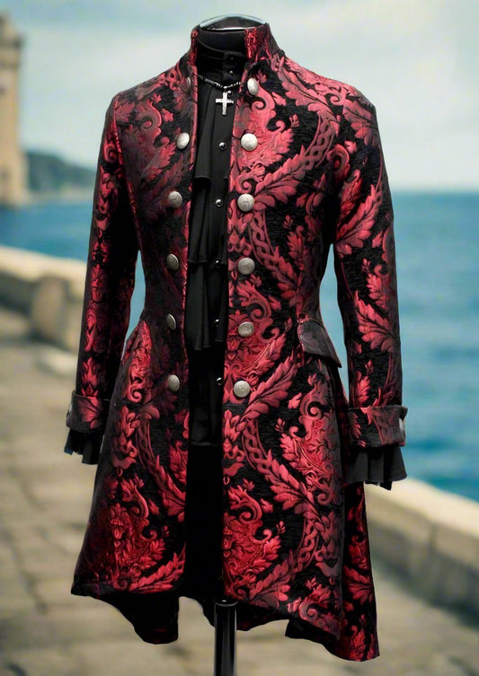 ORDER OF THE DRAGON COAT - RED/BLACK TAPESTRY Shrine of Hollywood coat Men's Coats