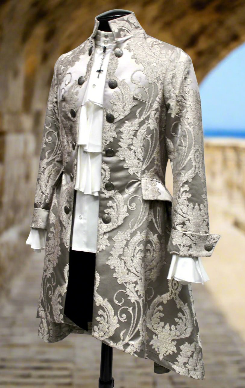ORDER OF THE DRAGON COAT - SILVER BROCADE Shrine of Hollywood coat Men's Coats
