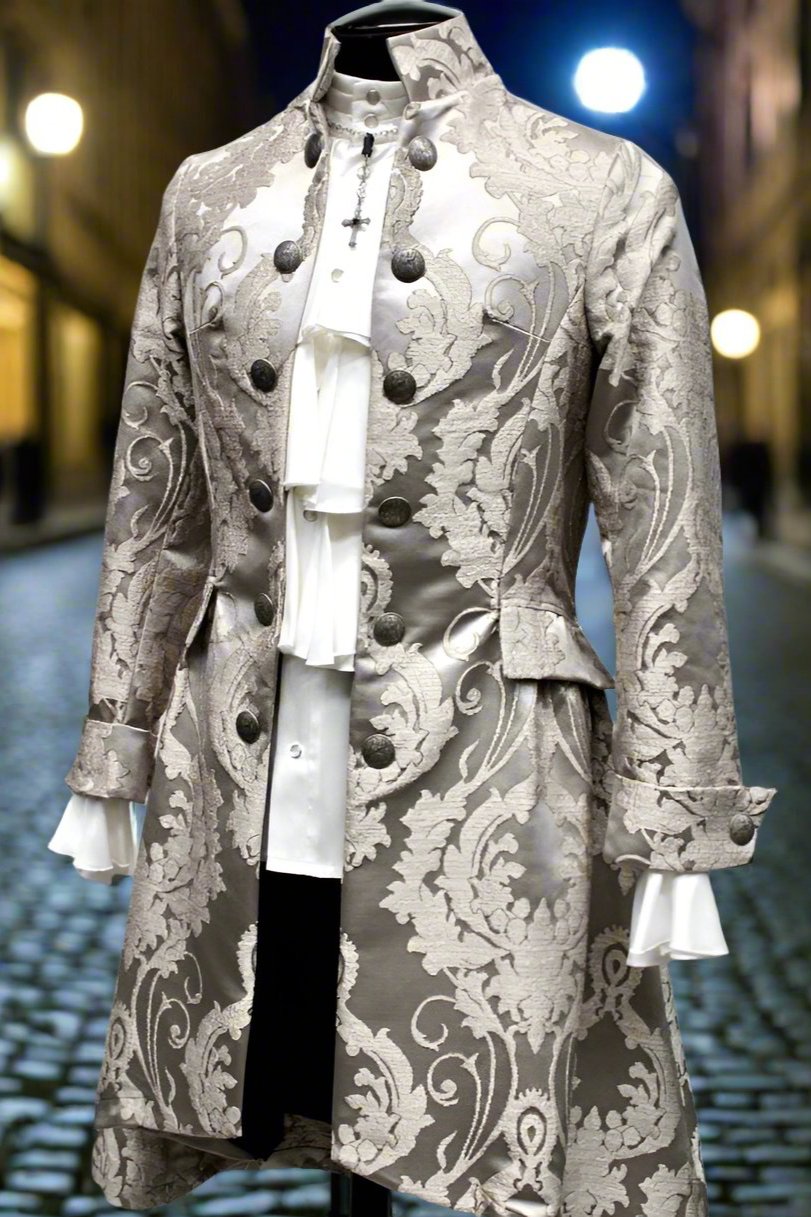 ORDER OF THE DRAGON COAT - SILVER BROCADE Shrine of Hollywood coat Men's Coats