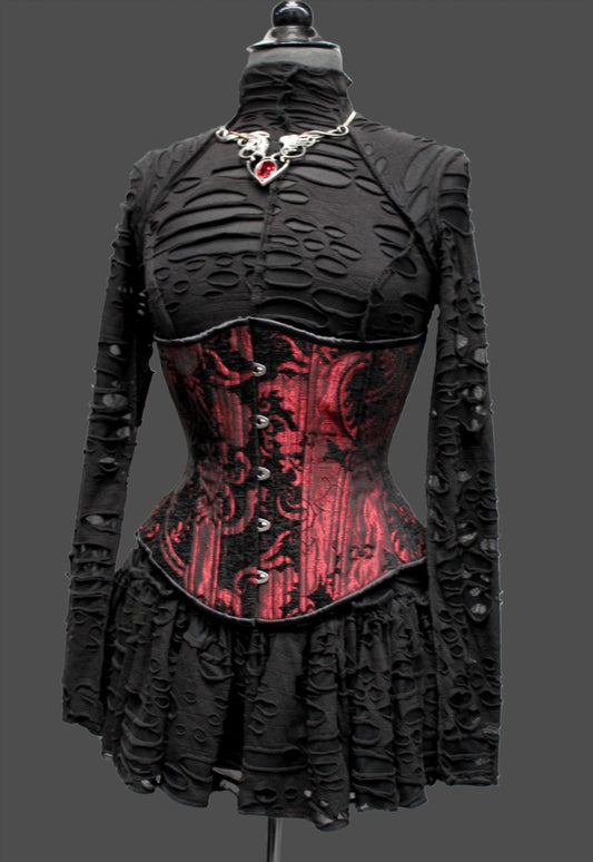 TAPESTRY CORSET - RED/BLACK Shrine of Hollywood corset corset Women's Corsets
