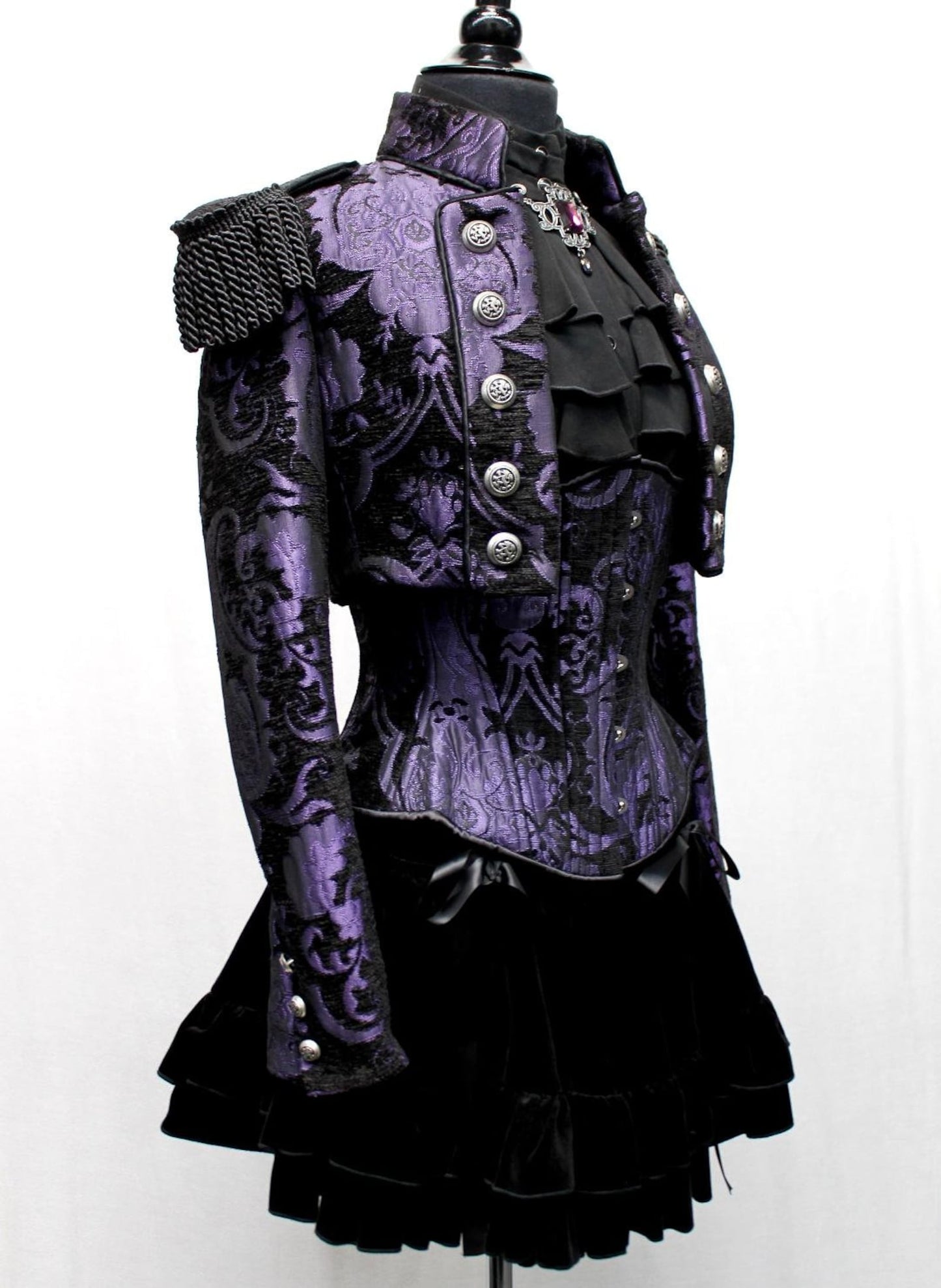 TAPESTRY CORSET - PURPLE/BLACK Shrine of Hollywood top Women's Corsets