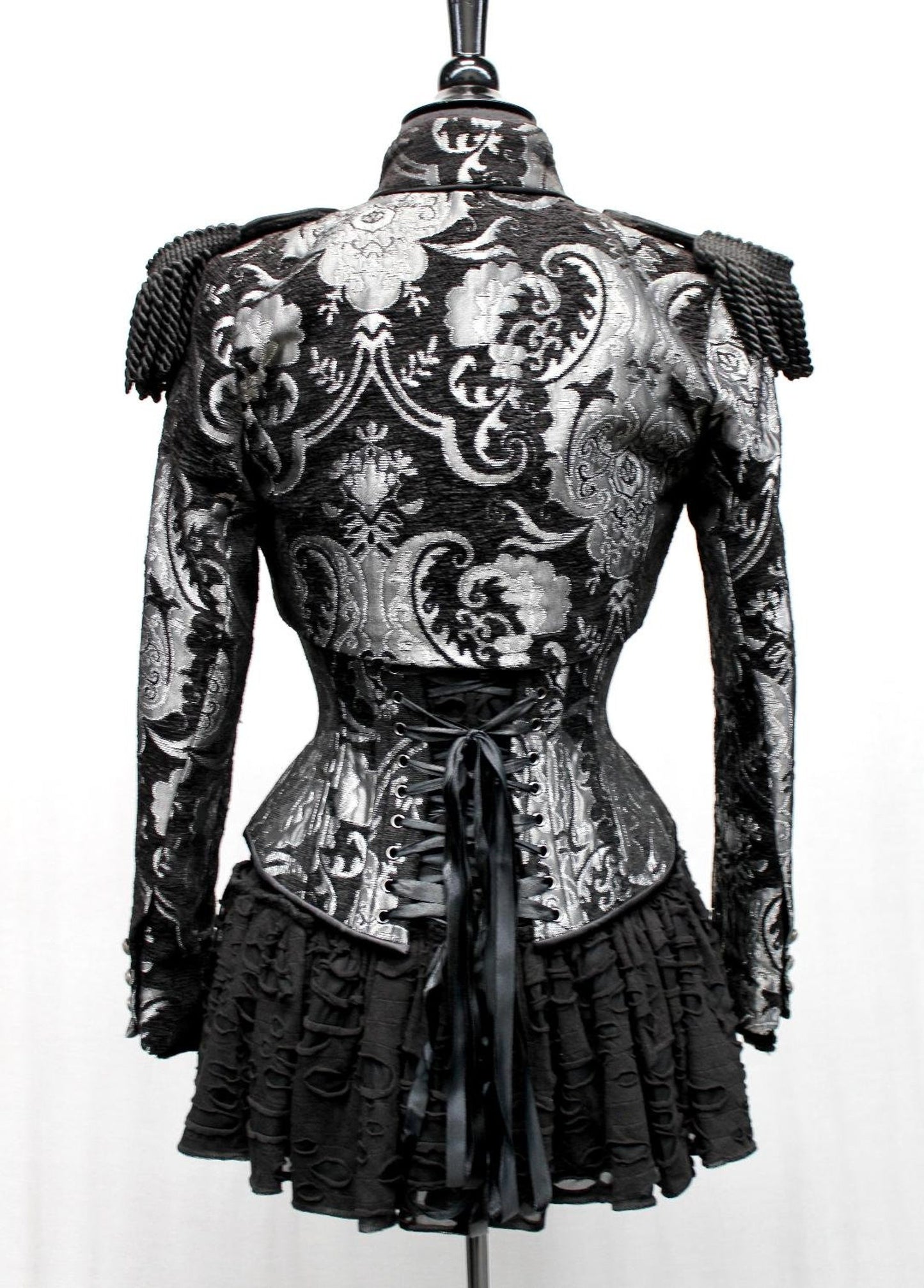 TAPESTRY CORSET - SILVER/BLACK Shrine of Hollywood top Women's Corsets