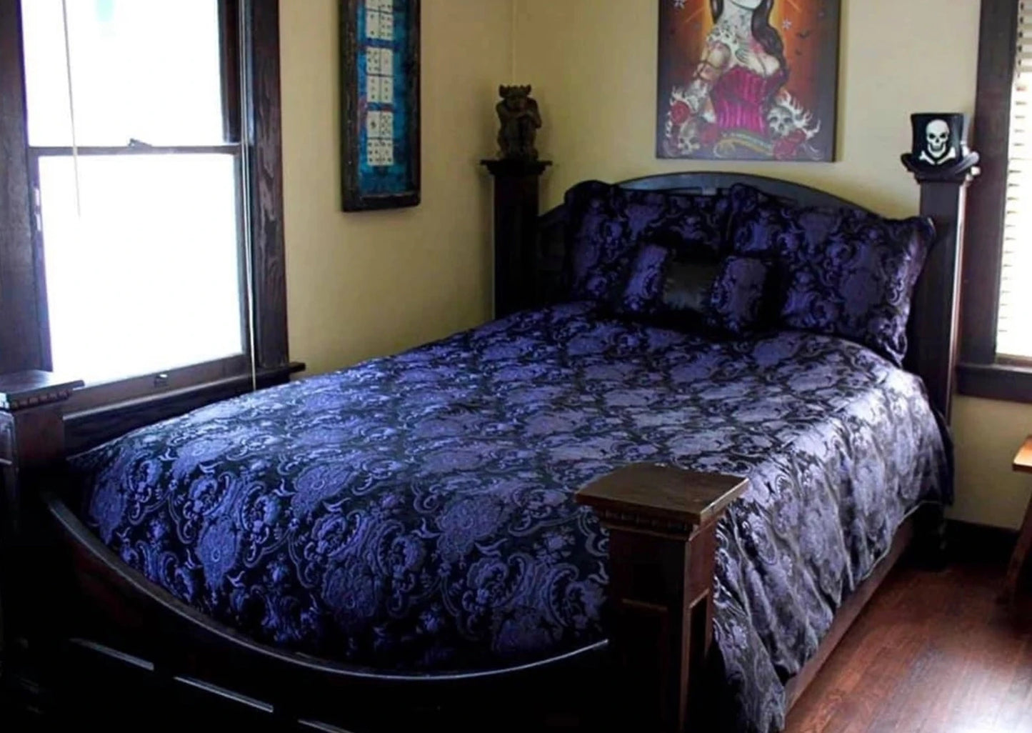 MEDIEVAL TAPESTRY DUVET AND PILLOW SET - PURPLE/BLACK TAPESTRY - QUEEN SIZE Shrine of Hollywood bedding bed bedding duvet pillow