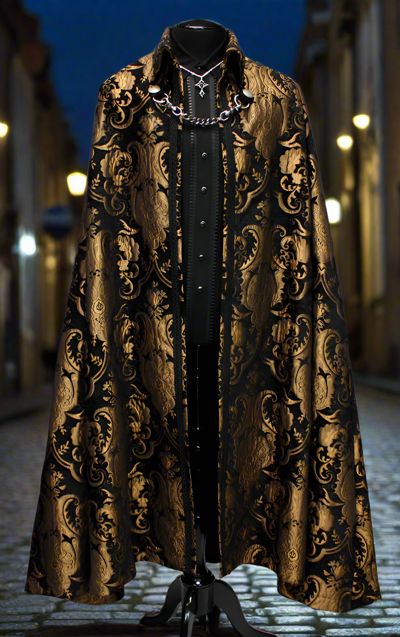 CLOAK OF DARKNESS - GOLD AND BLACK TAPESTRY Shrine of Hollywood coat Capes variant-option-placeholder