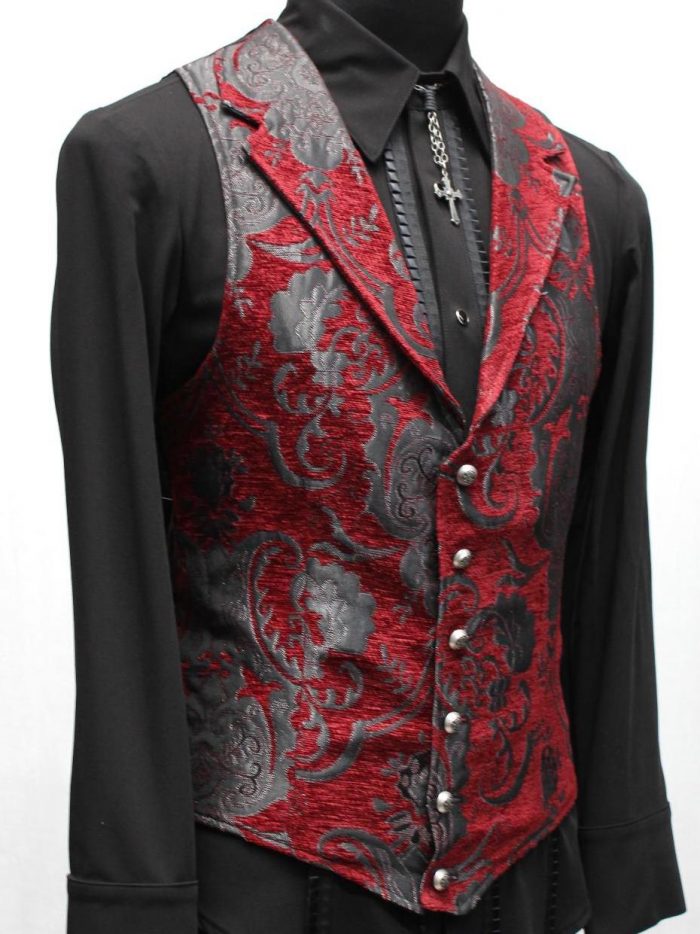 ARISTOCRAT VEST - BURGUNDY/GREY Shrine of Hollywood vest burgundy goth gothic Men's Vests red steampunk vampire vest victorian wedding