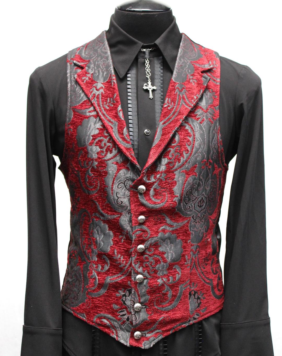 ARISTOCRAT VEST - BURGUNDY/GREY Shrine of Hollywood vest burgundy goth gothic Men's Vests red steampunk vampire vest victorian wedding