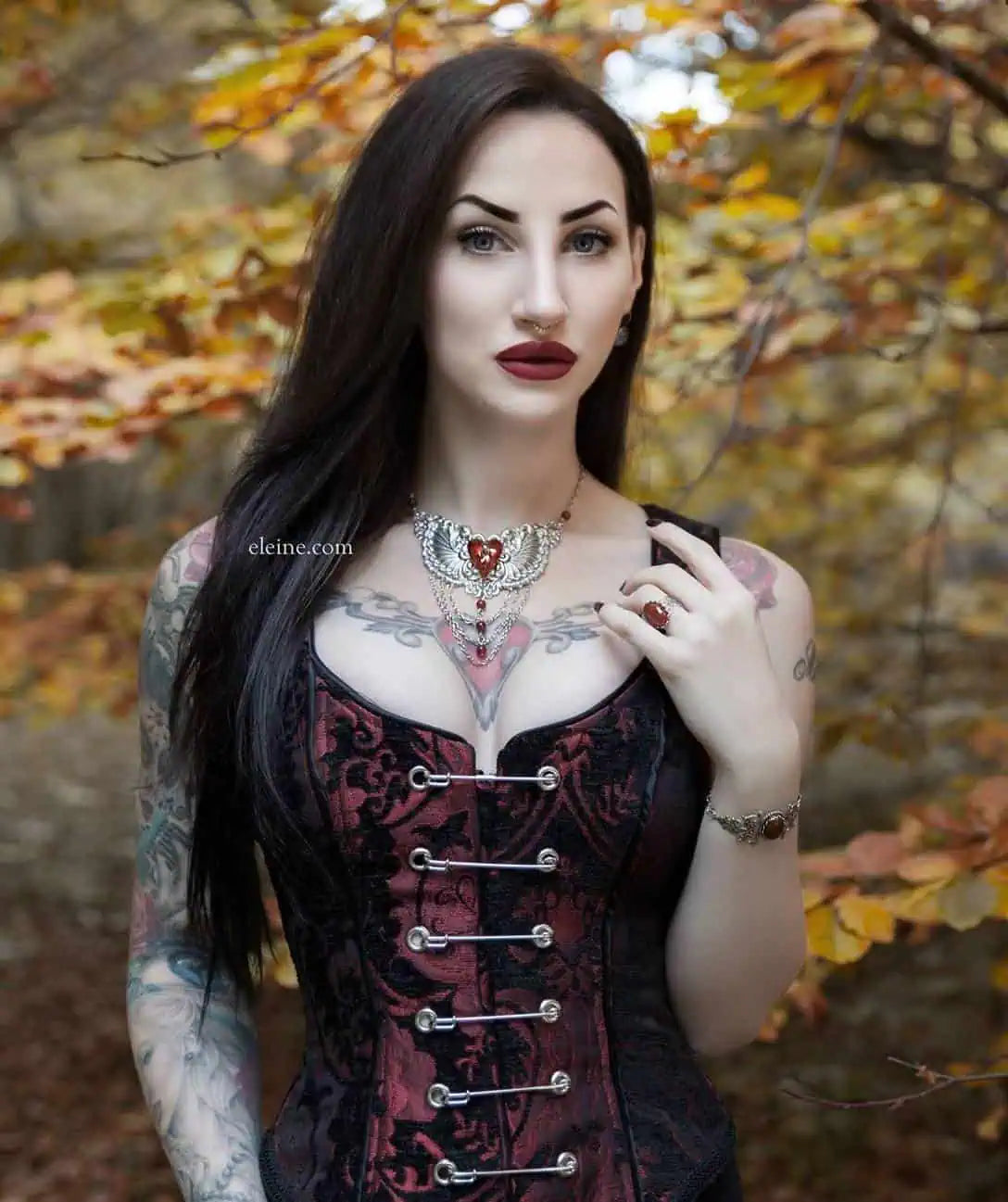 Shrine of Hollywood PIN BODICE - RED AND BLACK TAPESTRY corset red steampunk Women's Corsets