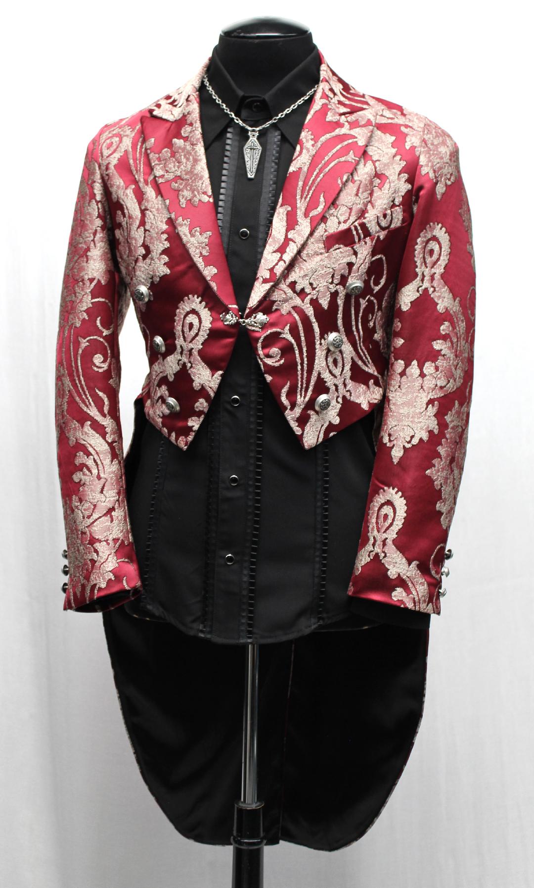 Shrine of Hollywood MONTE CRISTO TAILCOAT - RED SATIN BROCADE Men's Coats