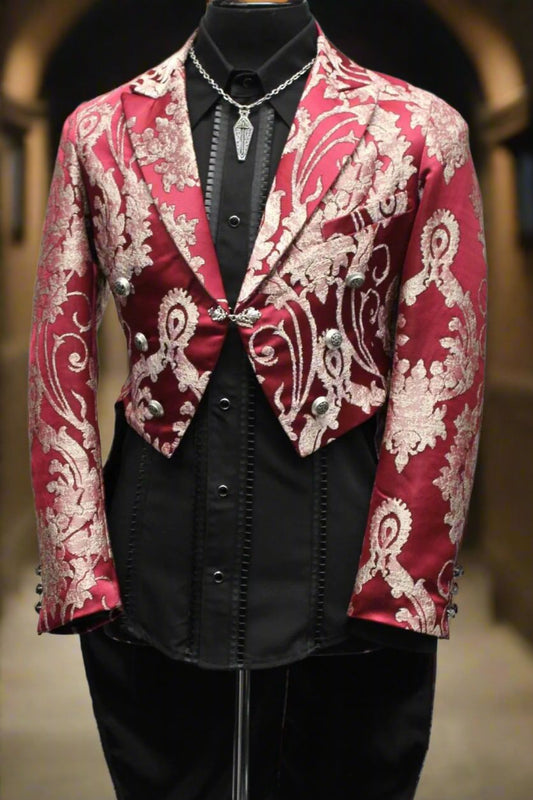 Shrine of Hollywood MONTE CRISTO TAILCOAT - RED SATIN BROCADE Men's Coats