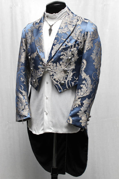 Shrine of Hollywood MONTE CRISTO TAILCOAT - ICE BLUE SATIN BROCADE Men's Coats