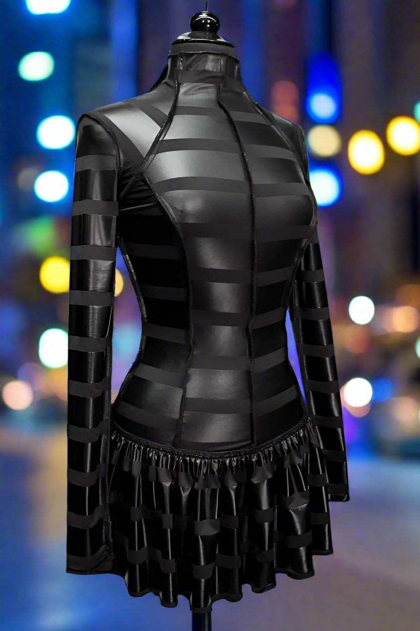 FUTURE SHOCK DRESS - VINYL STRIPE FABRIC