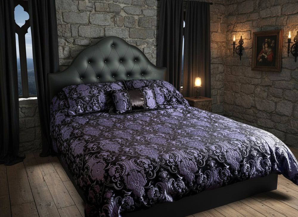 MEDIEVAL TAPESTRY DUVET AND PILLOW SET  - PURPLE/BLACK TAPESTRY - KING SIZE