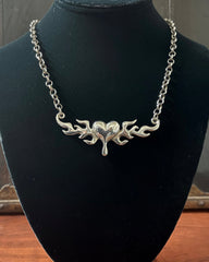 STERLING SILVER - FLAMING HEART NECKLACE -