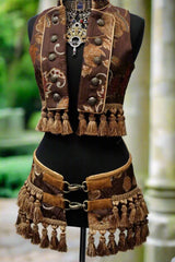 TASSEL SKIRT -  BROWN DAMASCUS TAPESTRY