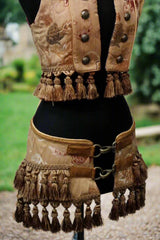 TASSEL SKIRT -  TAN DAMASCUS TAPESTRY