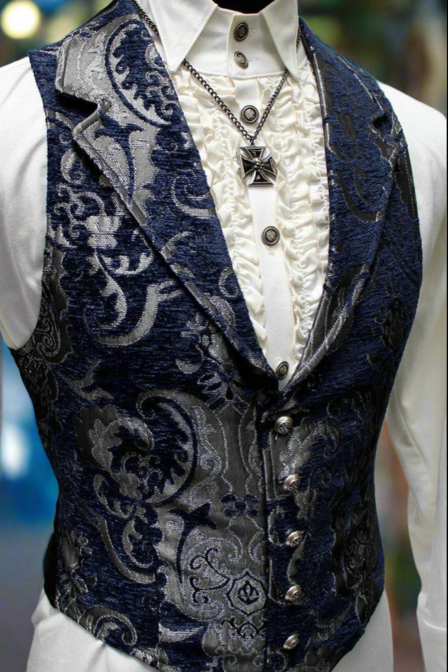 ARISTOCRAT VEST - BLUE/SILVER TAPESTRY