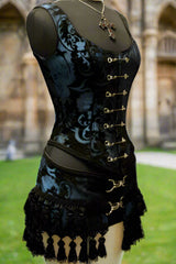 TASSEL SKIRT - BLUE/BLACK TAPESTRY