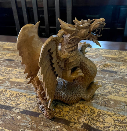 Shrine of Hollywood CARVED WOODEN DRAGON decor statue Treasures and Relics